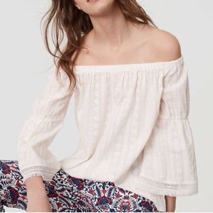 LOFT | Daisy Embroidered Off The Shoulder Top